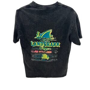 Mens Landshark Lager Painted Logo Black Mineral Wash T-Shirt Size Large